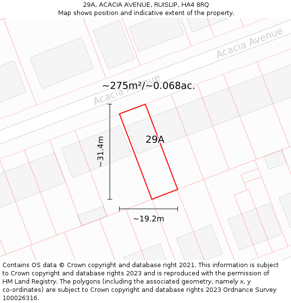 29A, ACACIA AVENUE, RUISLIP, HA4 8RQ: Plot and title map