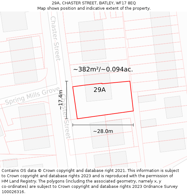 29A, CHASTER STREET, BATLEY, WF17 8EQ: Plot and title map