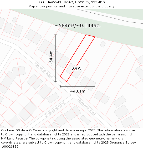 29A, HAWKWELL ROAD, HOCKLEY, SS5 4DD: Plot and title map