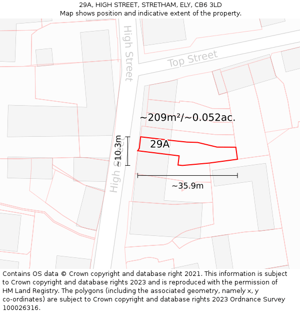 29A, HIGH STREET, STRETHAM, ELY, CB6 3LD: Plot and title map