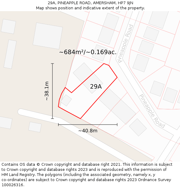 29A, PINEAPPLE ROAD, AMERSHAM, HP7 9JN: Plot and title map
