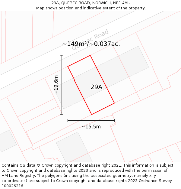 29A, QUEBEC ROAD, NORWICH, NR1 4AU: Plot and title map