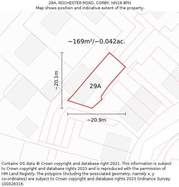 29A, ROCHESTER ROAD, CORBY, NN18 8PN: Plot and title map