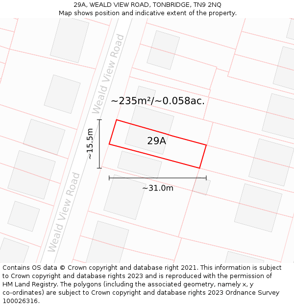 29A, WEALD VIEW ROAD, TONBRIDGE, TN9 2NQ: Plot and title map