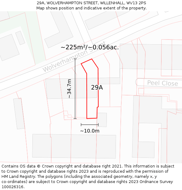 29A, WOLVERHAMPTON STREET, WILLENHALL, WV13 2PS: Plot and title map