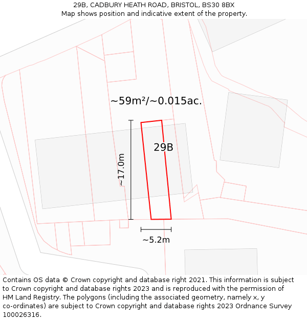 29B, CADBURY HEATH ROAD, BRISTOL, BS30 8BX: Plot and title map