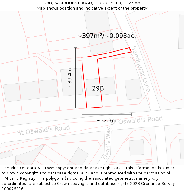 29B, SANDHURST ROAD, GLOUCESTER, GL2 9AA: Plot and title map