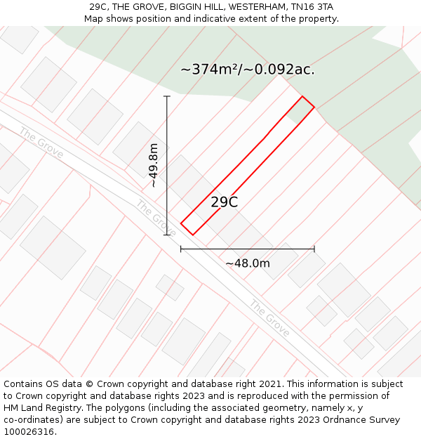 29C, THE GROVE, BIGGIN HILL, WESTERHAM, TN16 3TA: Plot and title map