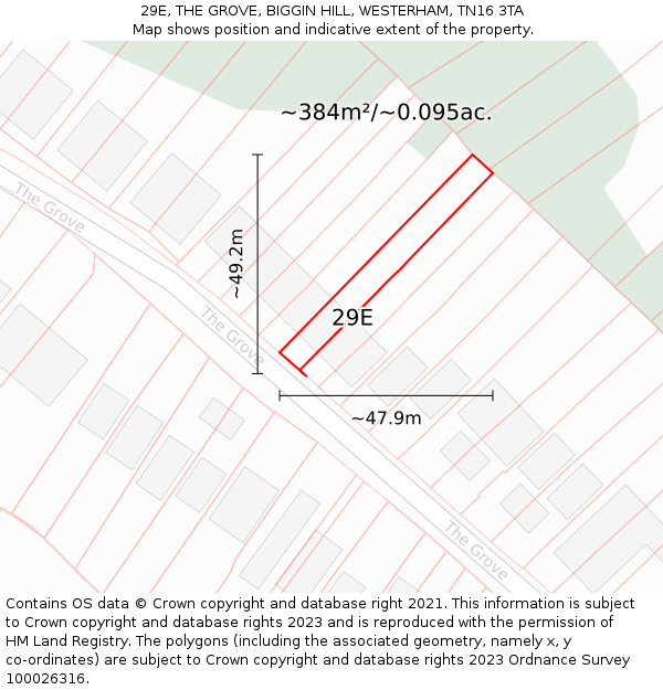 29E, THE GROVE, BIGGIN HILL, WESTERHAM, TN16 3TA: Plot and title map