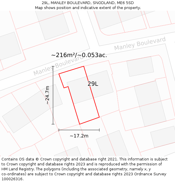 29L, MANLEY BOULEVARD, SNODLAND, ME6 5SD: Plot and title map