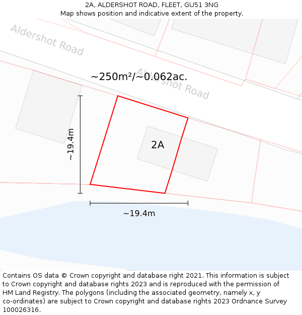 2A, ALDERSHOT ROAD, FLEET, GU51 3NG: Plot and title map
