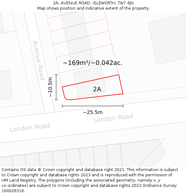 2A, AVENUE ROAD, ISLEWORTH, TW7 4JN: Plot and title map