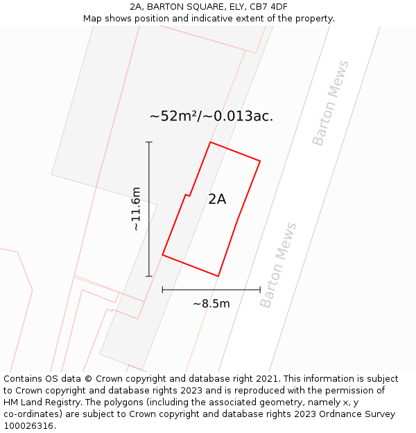 2A, BARTON SQUARE, ELY, CB7 4DF: Plot and title map