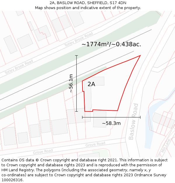 2A, BASLOW ROAD, SHEFFIELD, S17 4DN: Plot and title map