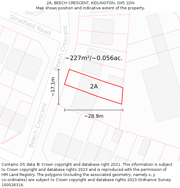 2A, BEECH CRESCENT, KIDLINGTON, OX5 1DN: Plot and title map