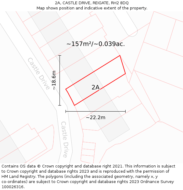 2A, CASTLE DRIVE, REIGATE, RH2 8DQ: Plot and title map