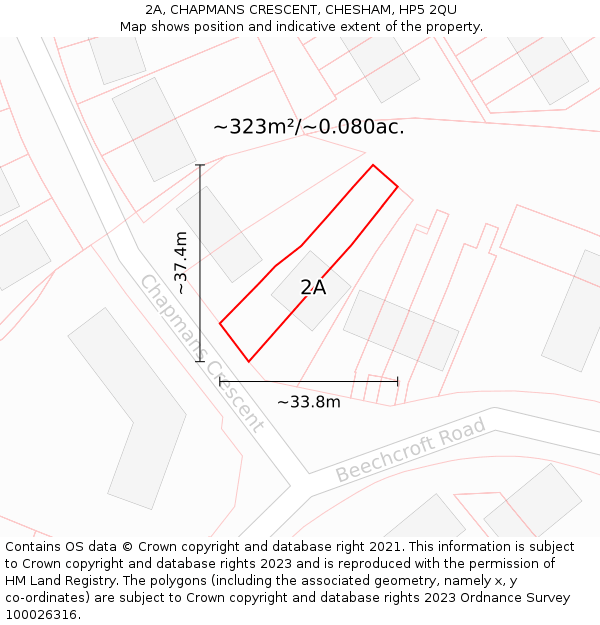 2A, CHAPMANS CRESCENT, CHESHAM, HP5 2QU: Plot and title map