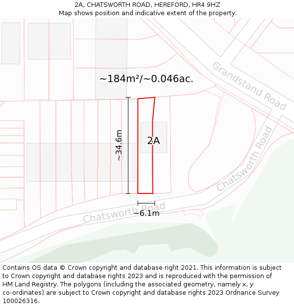 2A, CHATSWORTH ROAD, HEREFORD, HR4 9HZ: Plot and title map