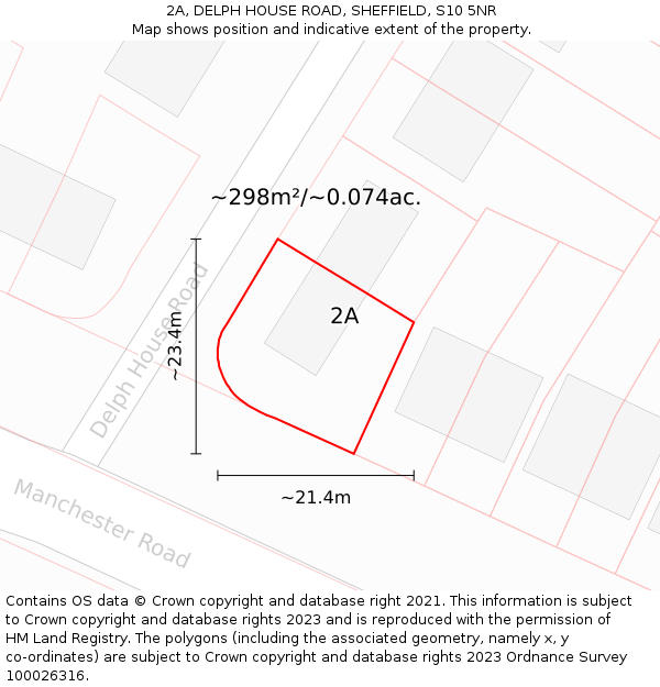 2A, DELPH HOUSE ROAD, SHEFFIELD, S10 5NR: Plot and title map