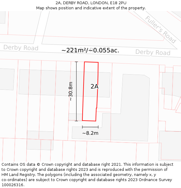 2A, DERBY ROAD, LONDON, E18 2PU: Plot and title map