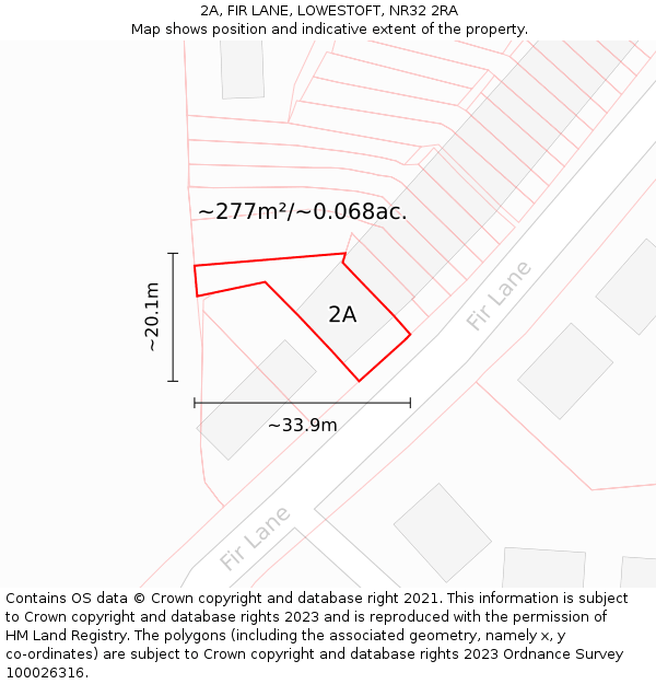 2A, FIR LANE, LOWESTOFT, NR32 2RA: Plot and title map