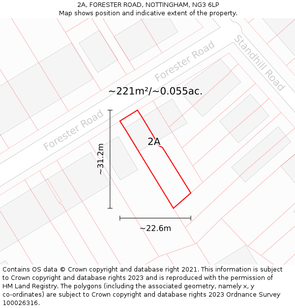 2A, FORESTER ROAD, NOTTINGHAM, NG3 6LP: Plot and title map