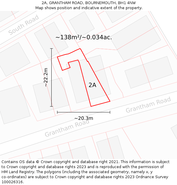 2A, GRANTHAM ROAD, BOURNEMOUTH, BH1 4NW: Plot and title map