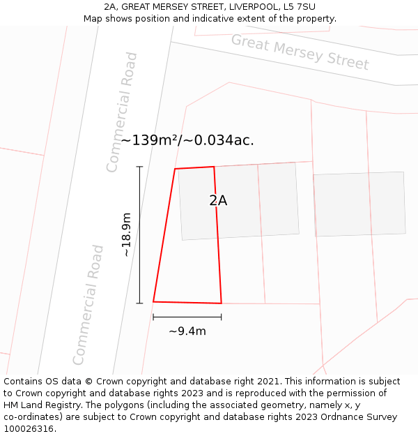 2A, GREAT MERSEY STREET, LIVERPOOL, L5 7SU: Plot and title map