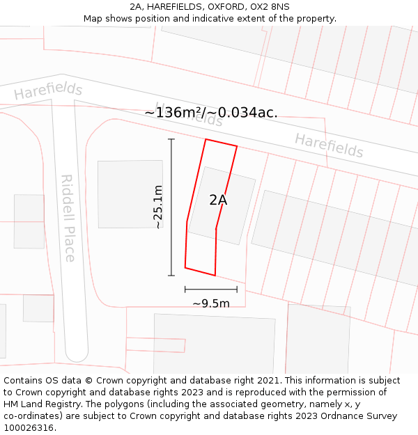 2A, HAREFIELDS, OXFORD, OX2 8NS: Plot and title map