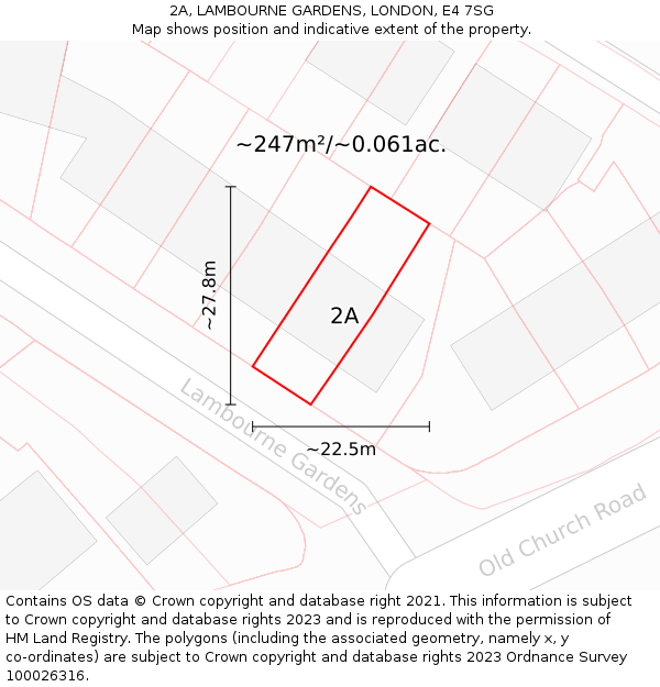 2A, LAMBOURNE GARDENS, LONDON, E4 7SG: Plot and title map