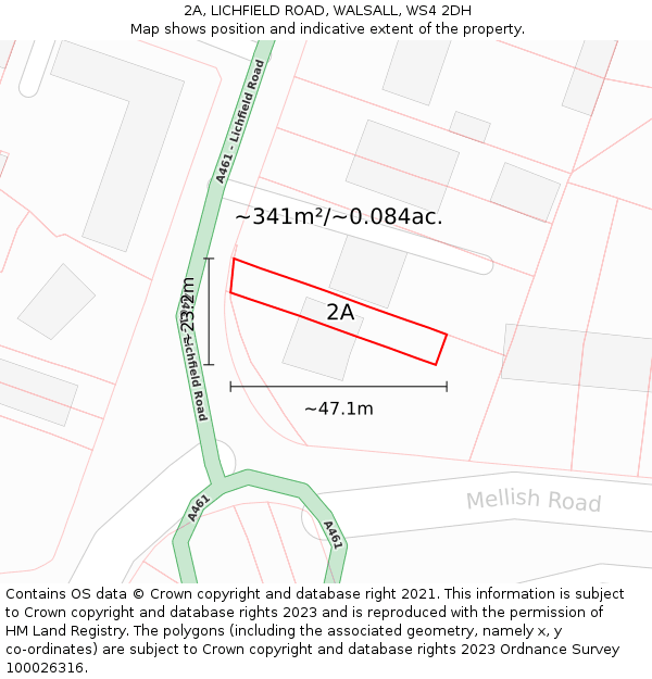 2A, LICHFIELD ROAD, WALSALL, WS4 2DH: Plot and title map