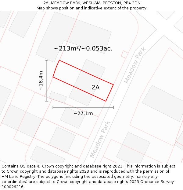 2A, MEADOW PARK, WESHAM, PRESTON, PR4 3DN: Plot and title map
