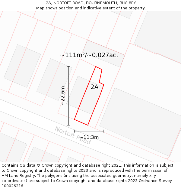 2A, NORTOFT ROAD, BOURNEMOUTH, BH8 8PY: Plot and title map