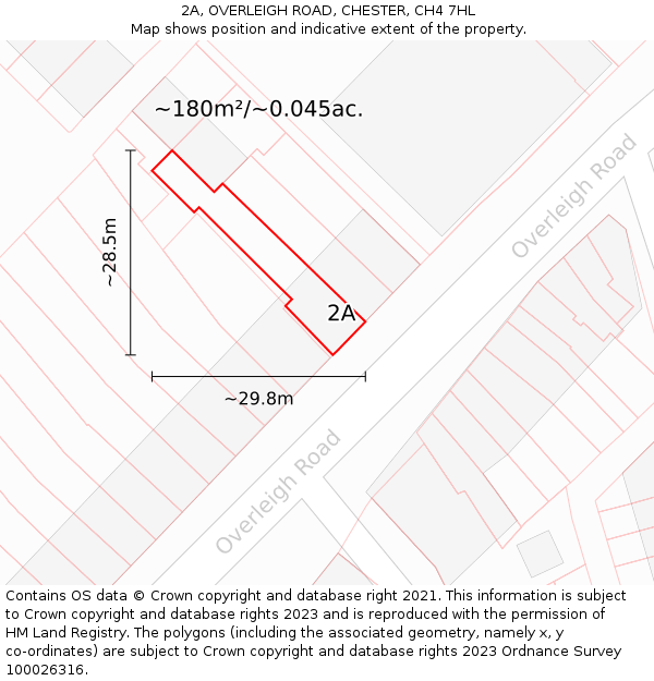 2A, OVERLEIGH ROAD, CHESTER, CH4 7HL: Plot and title map