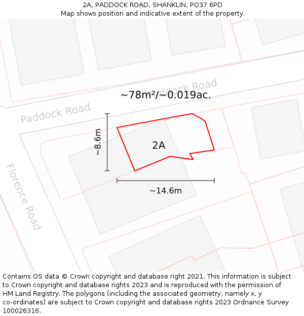2A, PADDOCK ROAD, SHANKLIN, PO37 6PD: Plot and title map