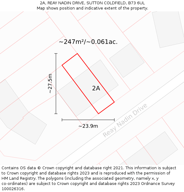 2A, REAY NADIN DRIVE, SUTTON COLDFIELD, B73 6UL: Plot and title map