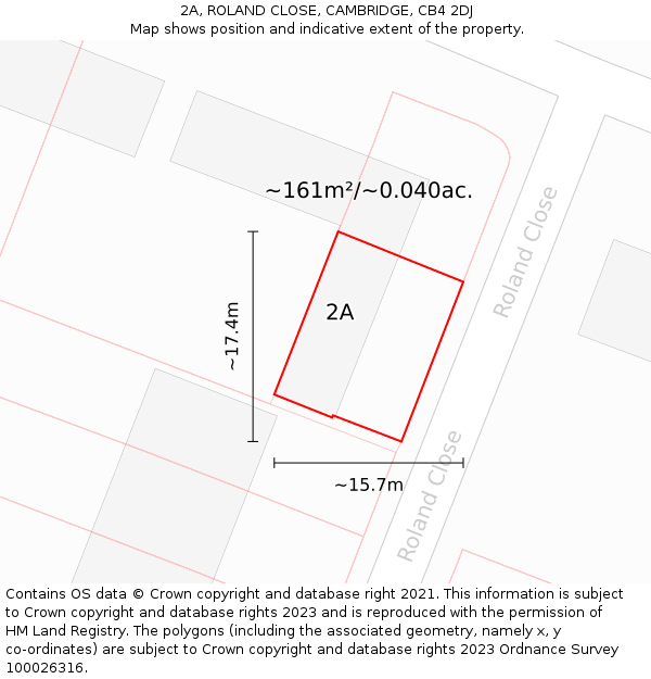 2A, ROLAND CLOSE, CAMBRIDGE, CB4 2DJ: Plot and title map