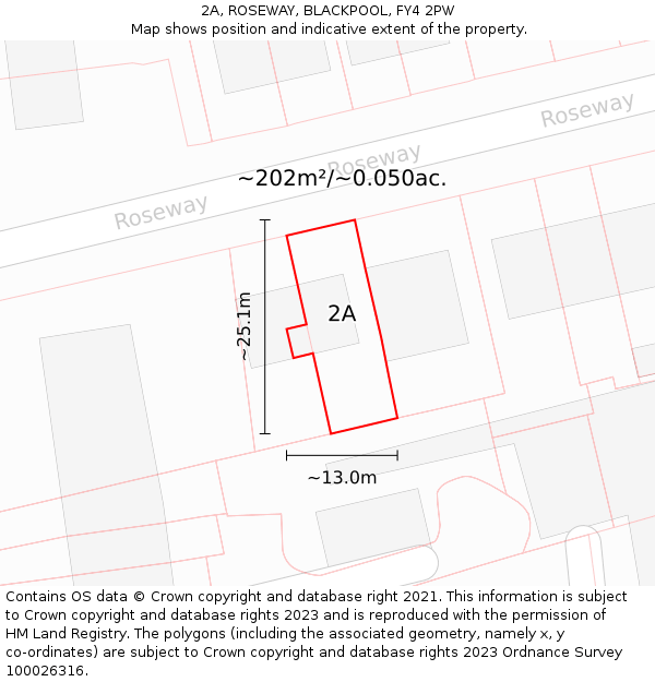 2A, ROSEWAY, BLACKPOOL, FY4 2PW: Plot and title map