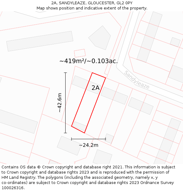 2A, SANDYLEAZE, GLOUCESTER, GL2 0PY: Plot and title map