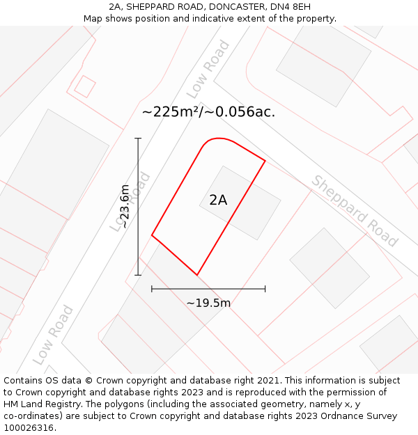 2A, SHEPPARD ROAD, DONCASTER, DN4 8EH: Plot and title map