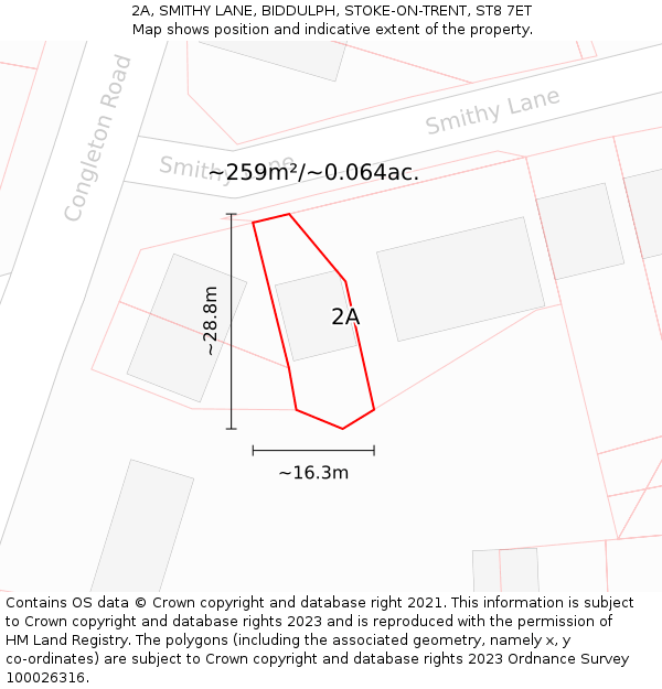 2A, SMITHY LANE, BIDDULPH, STOKE-ON-TRENT, ST8 7ET: Plot and title map