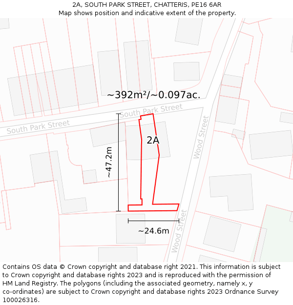 2A, SOUTH PARK STREET, CHATTERIS, PE16 6AR: Plot and title map