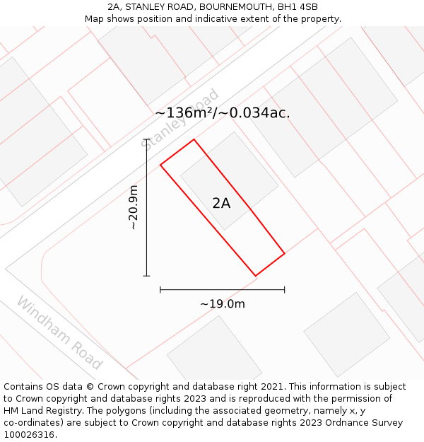 2A, STANLEY ROAD, BOURNEMOUTH, BH1 4SB: Plot and title map