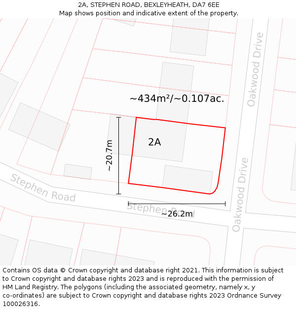 2A, STEPHEN ROAD, BEXLEYHEATH, DA7 6EE: Plot and title map