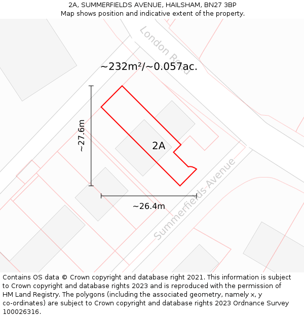 2A, SUMMERFIELDS AVENUE, HAILSHAM, BN27 3BP: Plot and title map
