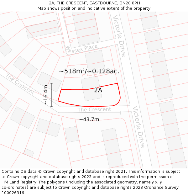 2A, THE CRESCENT, EASTBOURNE, BN20 8PH: Plot and title map