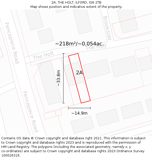 2A, THE HOLT, ILFORD, IG6 2TB: Plot and title map