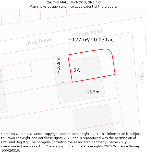 2A, THE MALL, SWINDON, SN1 4JG: Plot and title map