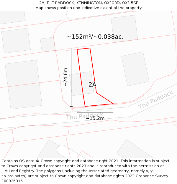 2A, THE PADDOCK, KENNINGTON, OXFORD, OX1 5SB: Plot and title map