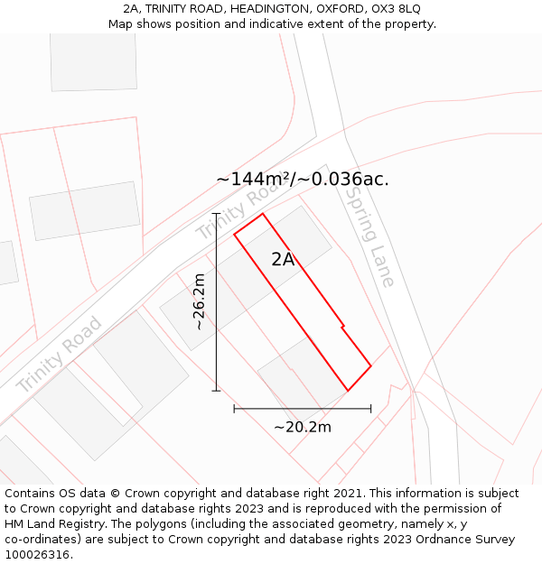 2A, TRINITY ROAD, HEADINGTON, OXFORD, OX3 8LQ: Plot and title map